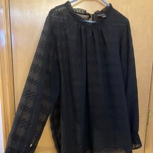 Liz Claiborne Black 2x Long-sleeve Sheer